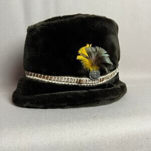Vintage United Hatters Fur Felt Cap M Brown Black Union Made Heritage Cabincore